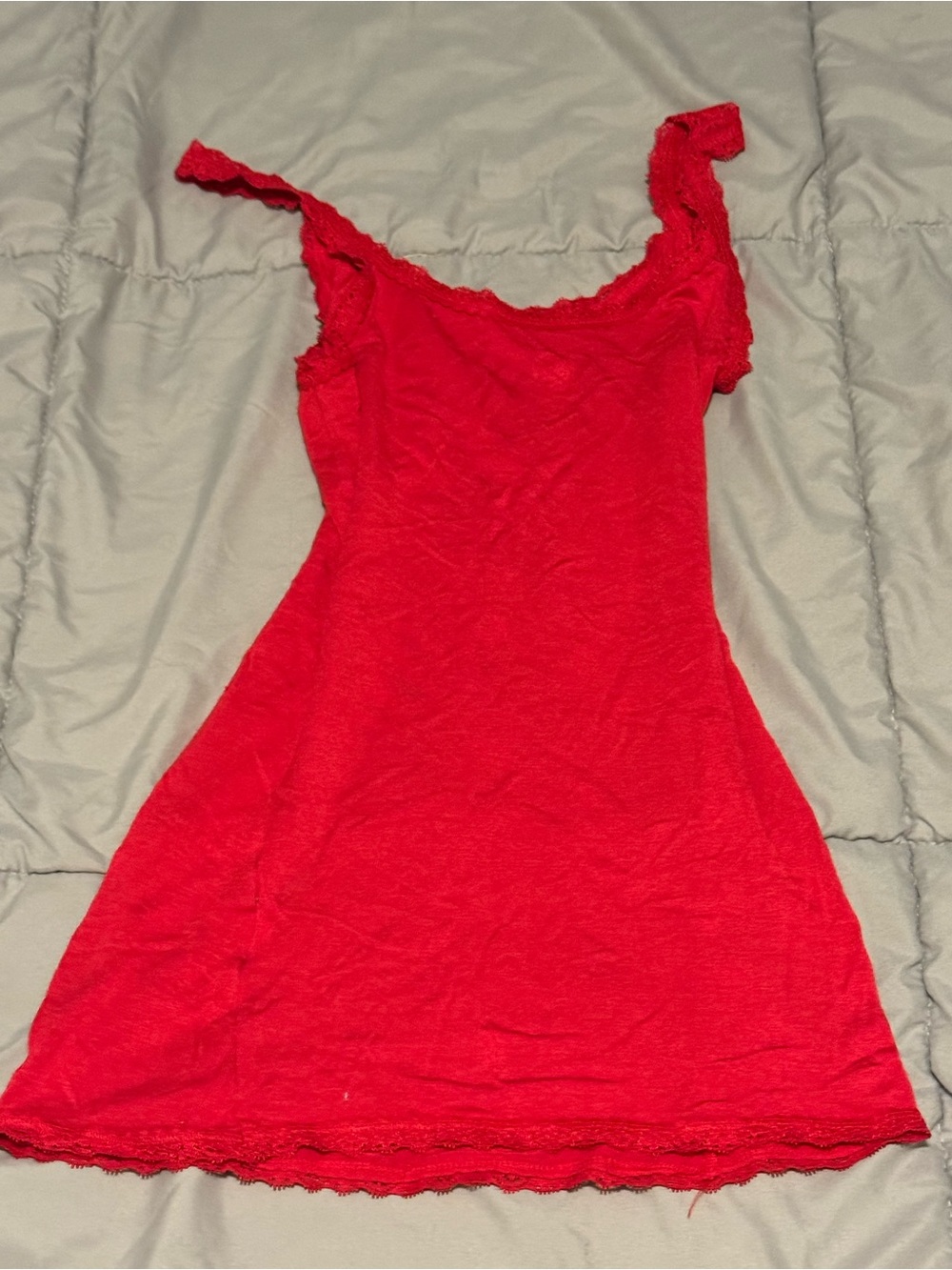 SO Red Lace-Trim Slip Dress (XS)